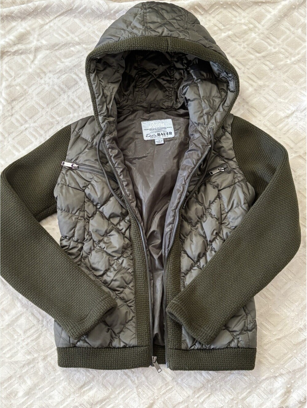 Eddie Bauer Goose Down Puffer Swiss 1944 Jacket Women's Small Army Green [COPY]